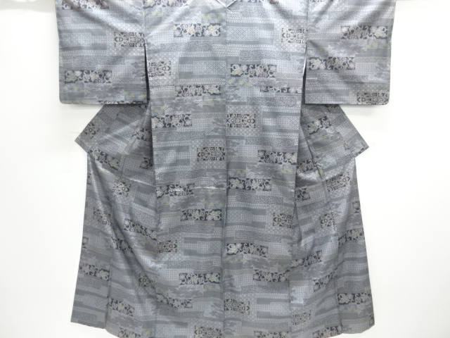 JAPANESE KIMONO / DORO OSHIMA TSUMUGI / UNUSED / WOVEN FLOWER ARABESQUE / 5MARUKI